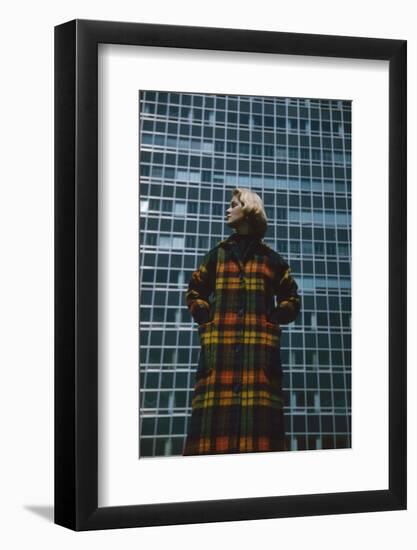 Model in a Long, Wool Coat with Plaid, New York, New York, 1954-Nina Leen-Framed Photographic Print