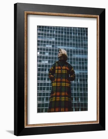 Model in a Long, Wool Coat with Plaid, New York, New York, 1954-Nina Leen-Framed Photographic Print