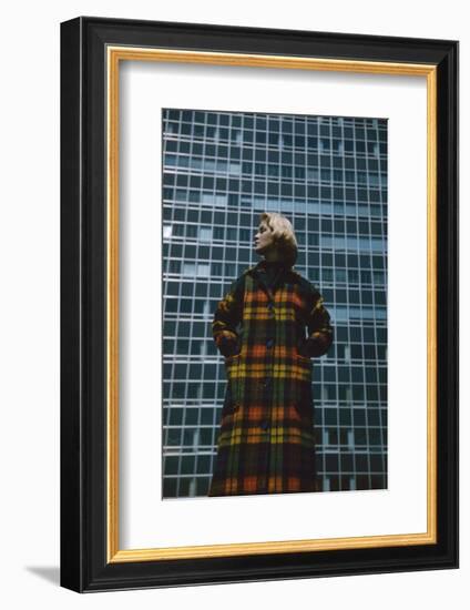 Model in a Long, Wool Coat with Plaid, New York, New York, 1954-Nina Leen-Framed Photographic Print