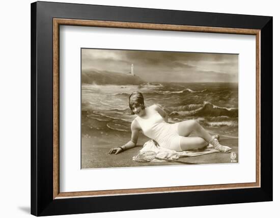 Model in a swim suit-French School-Framed Photographic Print