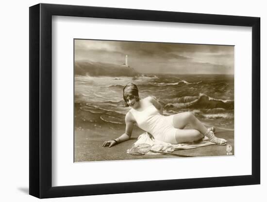 Model in a swim suit-French School-Framed Photographic Print