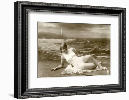 Model in a swim suit-French School-Framed Photographic Print