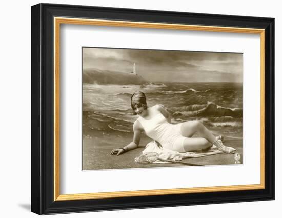 Model in a swim suit-French School-Framed Photographic Print