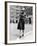 Model in Hat, Sweater and Skirt, Appearing to Balance on Curb, c.1938-Alfred Eisenstaedt-Framed Photographic Print