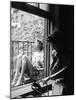 Model Jean Patchet Seated on a Fire Escape, Talks with Eileen Ford, New York, NY, 1948-Nina Leen-Mounted Photographic Print