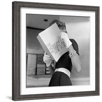 Model Jean Patchett Modeling Cheap White Touches That Set Off Expensive Black Dress-Nina Leen-Framed Photographic Print