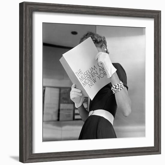 Model Jean Patchett Modeling Cheap White Touches That Set Off Expensive Black Dress-Nina Leen-Framed Photographic Print