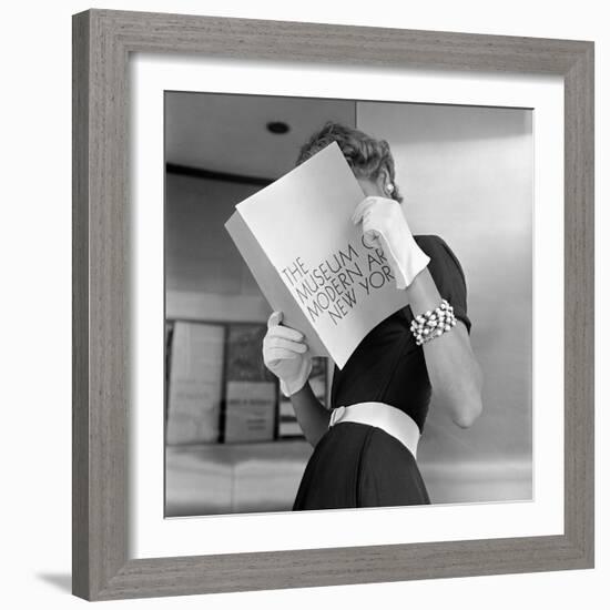 Model Jean Patchett Modeling Cheap White Touches That Set Off Expensive Black Dress-Nina Leen-Framed Photographic Print