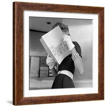 Model Jean Patchett Modeling Cheap White Touches That Set Off Expensive Black Dress-Nina Leen-Framed Photographic Print