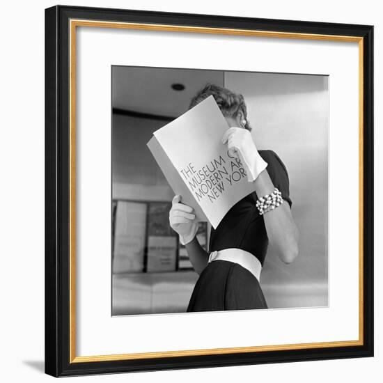 Model Jean Patchett Modeling Cheap White Touches That Set Off Expensive Black Dress-Nina Leen-Framed Photographic Print