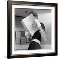Model Jean Patchett Modeling Cheap White Touches That Set Off Expensive Black Dress-Nina Leen-Framed Photographic Print