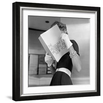 Model Jean Patchett Modeling Cheap White Touches That Set Off Expensive Black Dress-Nina Leen-Framed Photographic Print