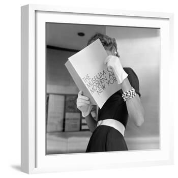 Model Jean Patchett Modeling Cheap White Touches That Set Off Expensive Black Dress-Nina Leen-Framed Photographic Print