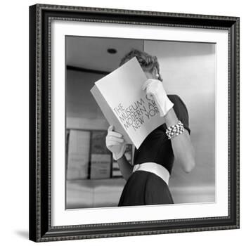 Model Jean Patchett Modeling Cheap White Touches That Set Off Expensive Black Dress-Nina Leen-Framed Photographic Print