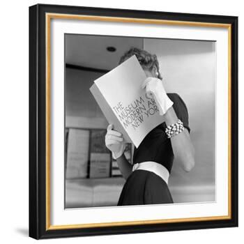 Model Jean Patchett Modeling Cheap White Touches That Set Off Expensive Black Dress-Nina Leen-Framed Photographic Print