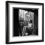 Model Jean Patchett on Fire Escape of Ford Modeling Agency, New York, New York, 1941-Nina Leen-Framed Photographic Print