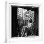 Model Jean Patchett on Fire Escape of Ford Modeling Agency, New York, New York, 1941-Nina Leen-Framed Photographic Print