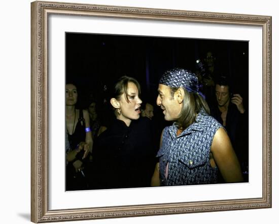 Model Kate Moss and Designer John Galliano at Galliano's Opening of Christian Dior Boutique-Marion Curtis-Framed Premium Photographic Print