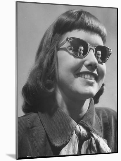 Model Lilly Fernandez Wearing a Pair of Mirror Glasses-Martha Holmes-Mounted Photographic Print