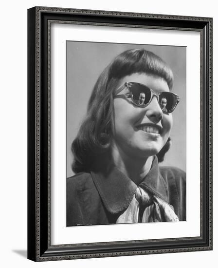 Model Lilly Fernandez Wearing a Pair of Mirror Glasses-Martha Holmes-Framed Photographic Print