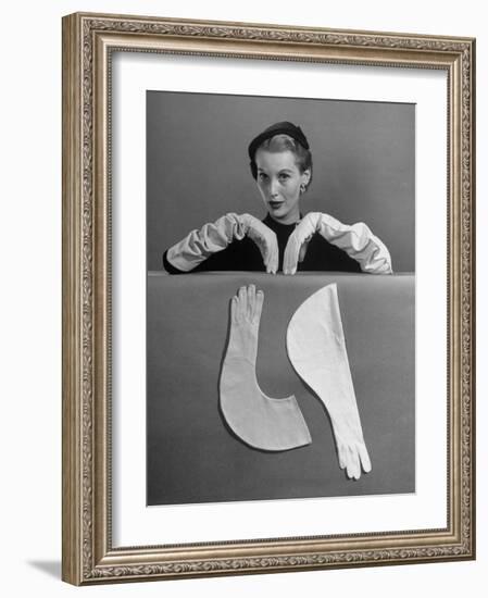 Model Modeling Elbow Length Gloves-Nina Leen-Framed Photographic Print