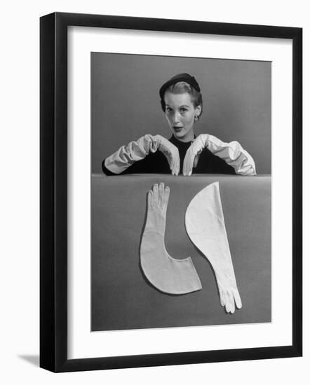 Model Modeling Elbow Length Gloves-Nina Leen-Framed Photographic Print