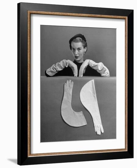 Model Modeling Elbow Length Gloves-Nina Leen-Framed Photographic Print