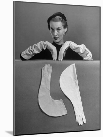 Model Modeling Elbow Length Gloves-Nina Leen-Mounted Photographic Print