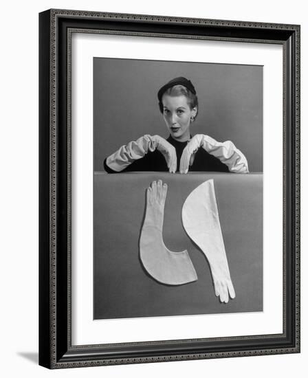 Model Modeling Elbow Length Gloves-Nina Leen-Framed Photographic Print