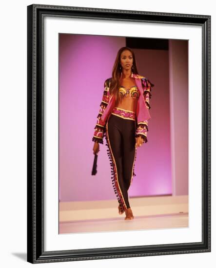 Model Naomi Campbell on Fashion Show Runway-null-Framed Premium Photographic Print