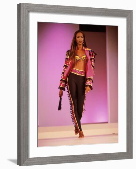 Model Naomi Campbell on Fashion Show Runway-null-Framed Premium Photographic Print