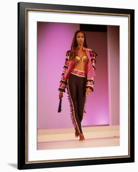 Model Naomi Campbell on Fashion Show Runway-null-Framed Premium Photographic Print