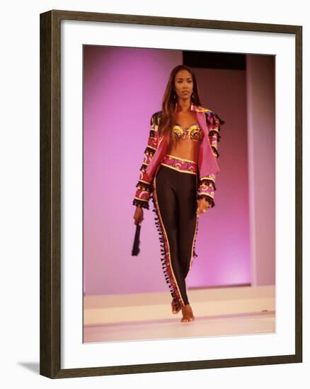 Model Naomi Campbell on Fashion Show Runway-null-Framed Premium Photographic Print