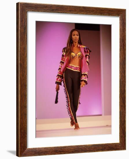 Model Naomi Campbell on Fashion Show Runway-null-Framed Premium Photographic Print