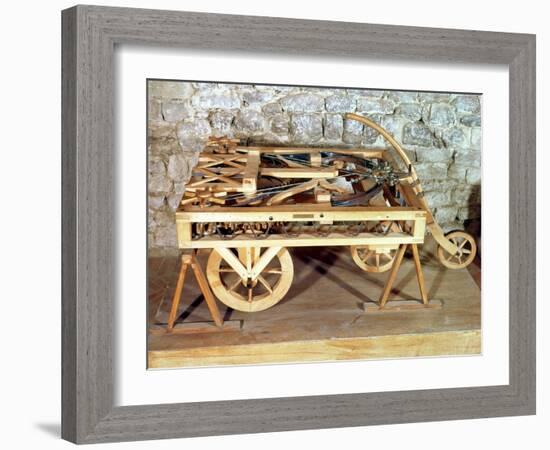 Model of a Car Driven by Springs, Made from One of Leonardo's Drawings-Leonardo da Vinci-Framed Giclee Print