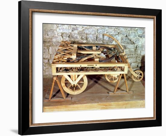 Model of a Car Driven by Springs, Made from One of Leonardo's Drawings-Leonardo da Vinci-Framed Giclee Print