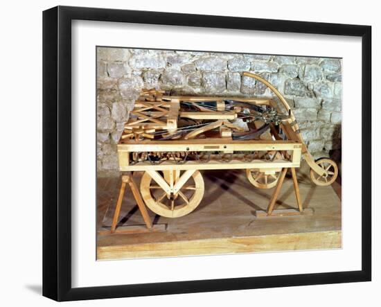 Model of a Car Driven by Springs, Made from One of Leonardo's Drawings-Leonardo da Vinci-Framed Giclee Print