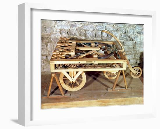 Model of a Car Driven by Springs, Made from One of Leonardo's Drawings-Leonardo da Vinci-Framed Giclee Print