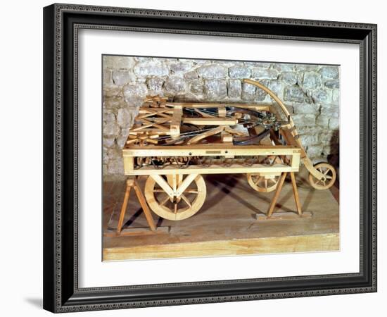 Model of a Car Driven by Springs, Made from One of Leonardo's Drawings-Leonardo da Vinci-Framed Giclee Print