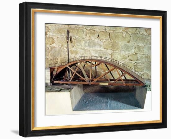 Model of a Swing Bridge Made from One of Leonardo's Drawings-Leonardo da Vinci-Framed Giclee Print