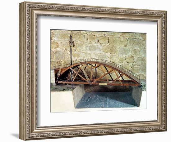 Model of a Swing Bridge Made from One of Leonardo's Drawings-Leonardo da Vinci-Framed Giclee Print