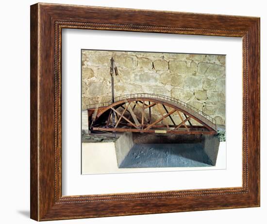 Model of a Swing Bridge Made from One of Leonardo's Drawings-Leonardo da Vinci-Framed Giclee Print