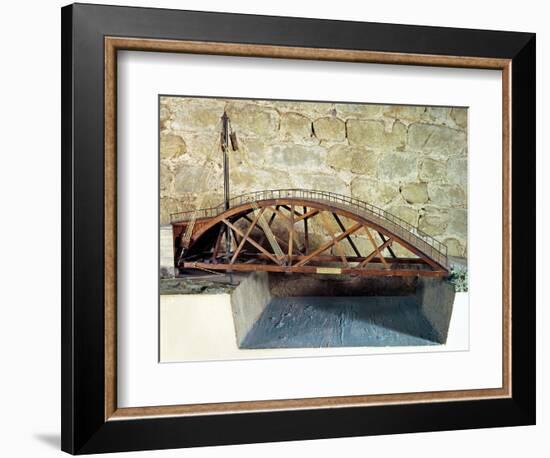 Model of a Swing Bridge Made from One of Leonardo's Drawings-Leonardo da Vinci-Framed Giclee Print