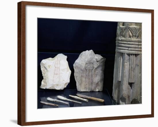 Model of Column Shafts of Columns on Ostrakon and Plaster Spatulas-null-Framed Giclee Print