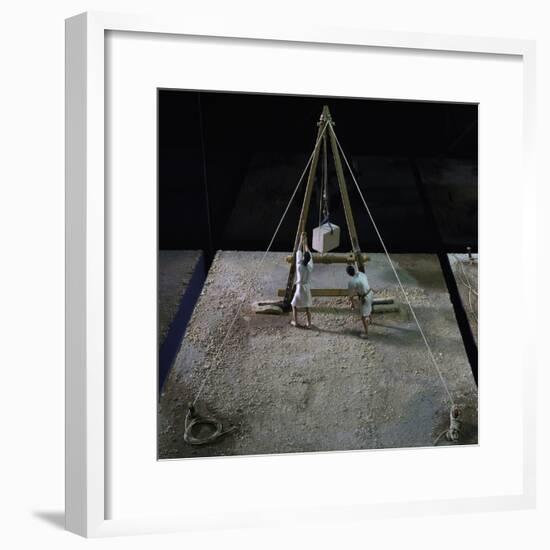 Model of Crane Lifting Stone Block-null-Framed Giclee Print