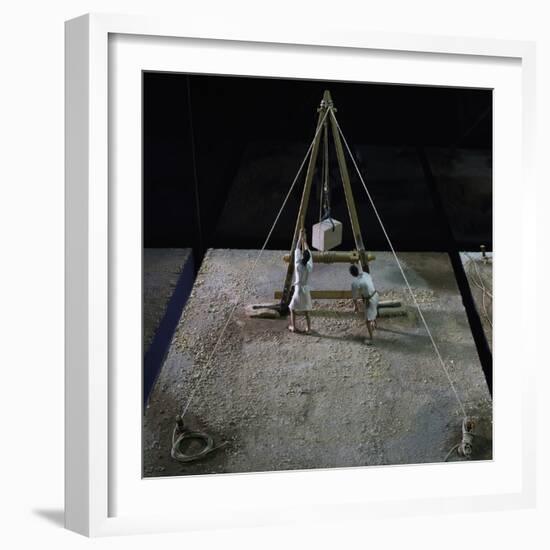 Model of Crane Lifting Stone Block-null-Framed Giclee Print