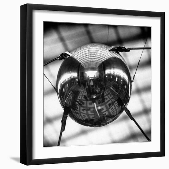 Model of Russian Satellite Sputnik I on Display at the Soviet Pavilion During the 1958 World's Fair-Michael Rougier-Framed Photographic Print