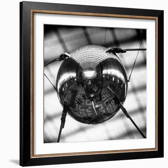 Model of Russian Satellite Sputnik I on Display at the Soviet Pavilion During the 1958 World's Fair-Michael Rougier-Framed Photographic Print