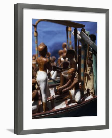 Model of Ship, Painted Wood, from Deir El-Bahari, Detail-null-Framed Giclee Print