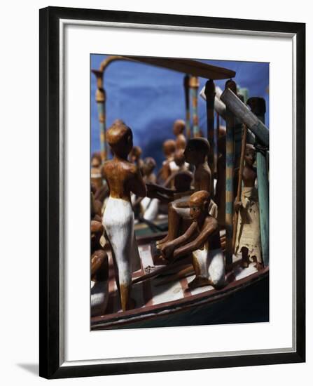 Model of Ship, Painted Wood, from Deir El-Bahari, Detail-null-Framed Giclee Print